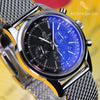 Breitling Transocean Chronograph Black Dial Mesh Bracelet Mens Watch AB0152
