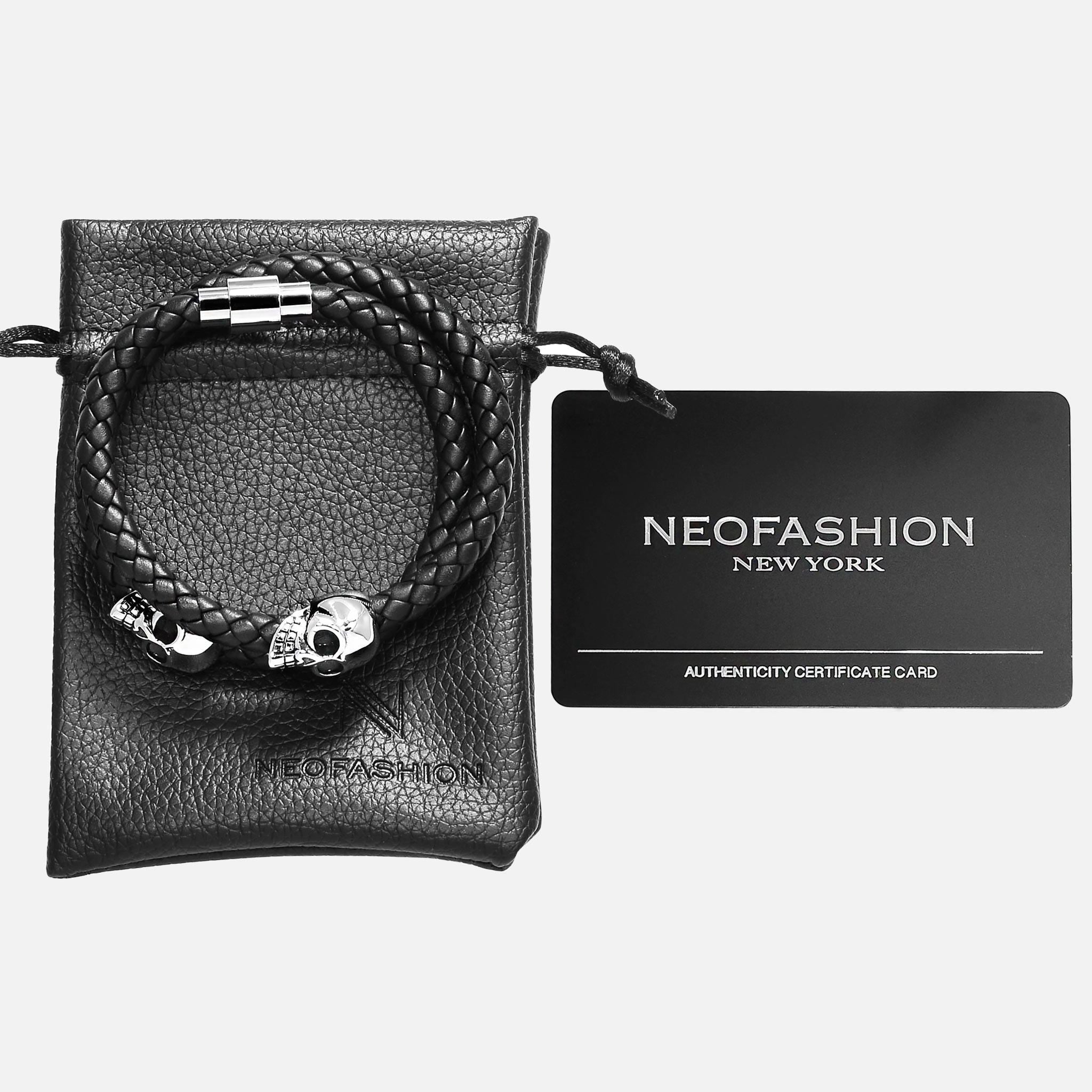 Sekora Mens Black Braided Italian Nappa Leather Hand Made Bracelet -  NEOFASHION
